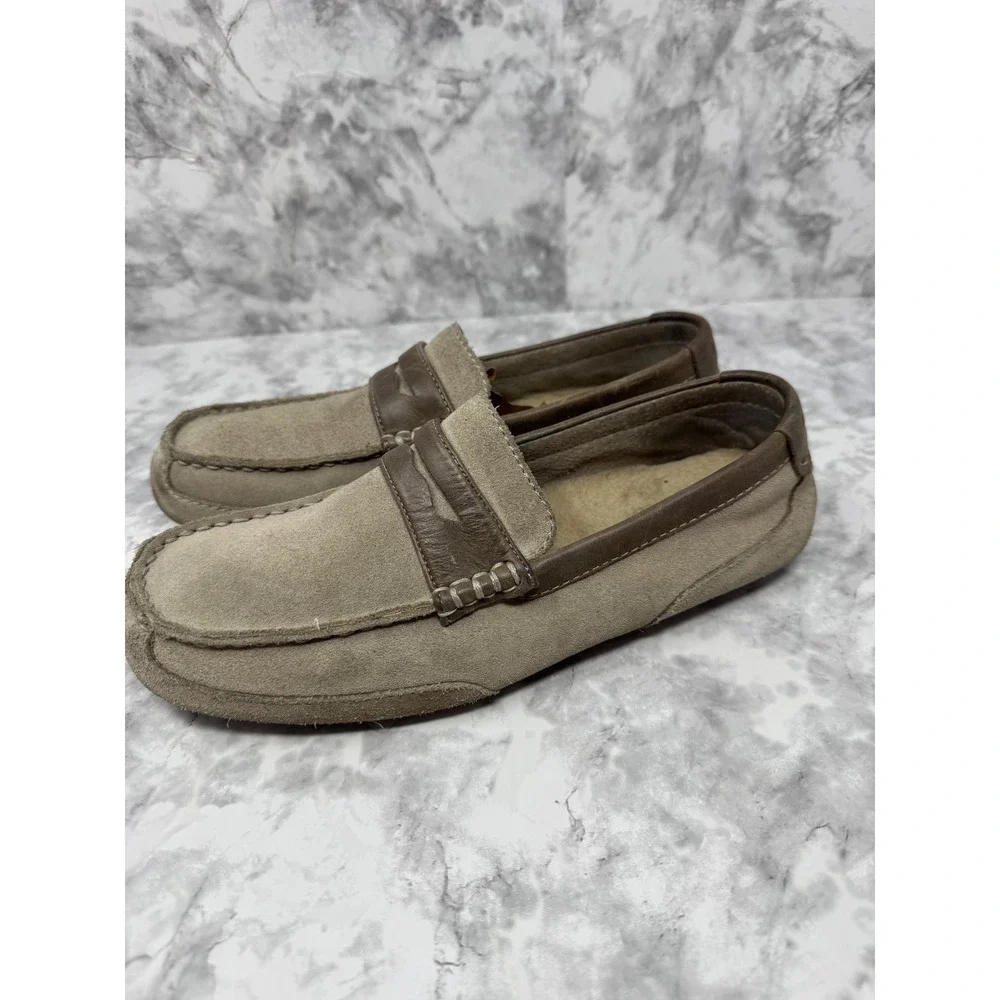 UGG Australia‎ Mens Penny Loafer Slippers Tan Suede Leather Trim Size 9 Sample